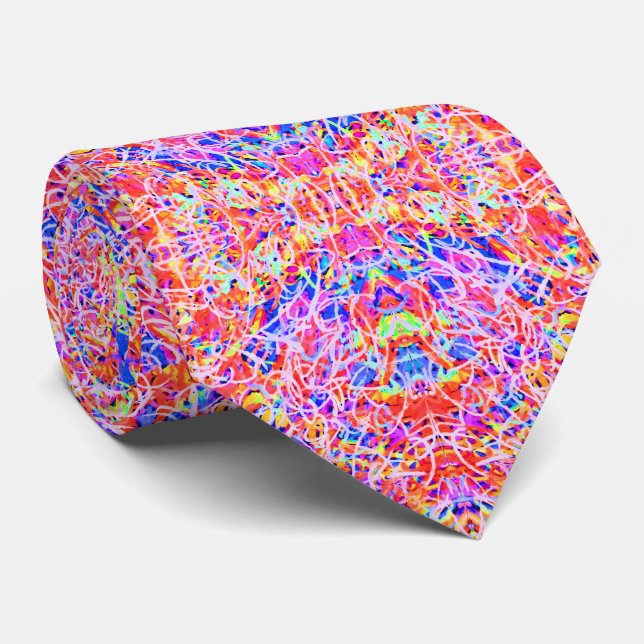 Cute colourful abstract lines painting tie (Rolled)