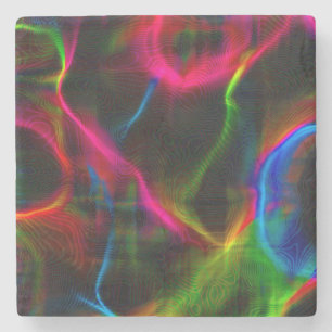 Cute colourful abstract lines stone coaster