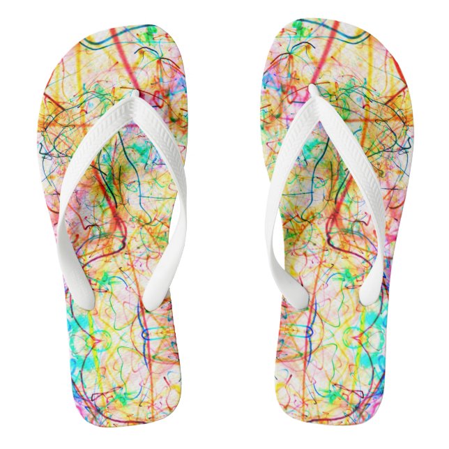 Cute colourful abstract lines throw pillow flip flops (Footbed)