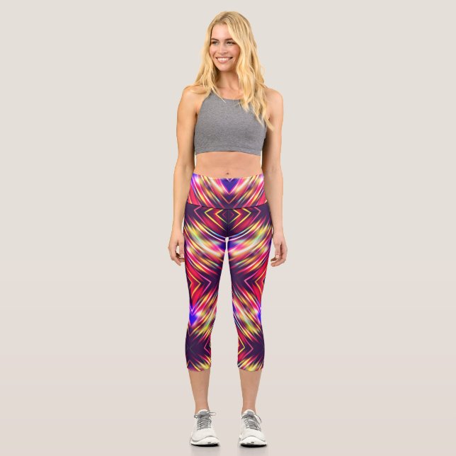 Cute colourful abstract lines throw pillow iPhone  Capri Leggings (Front)