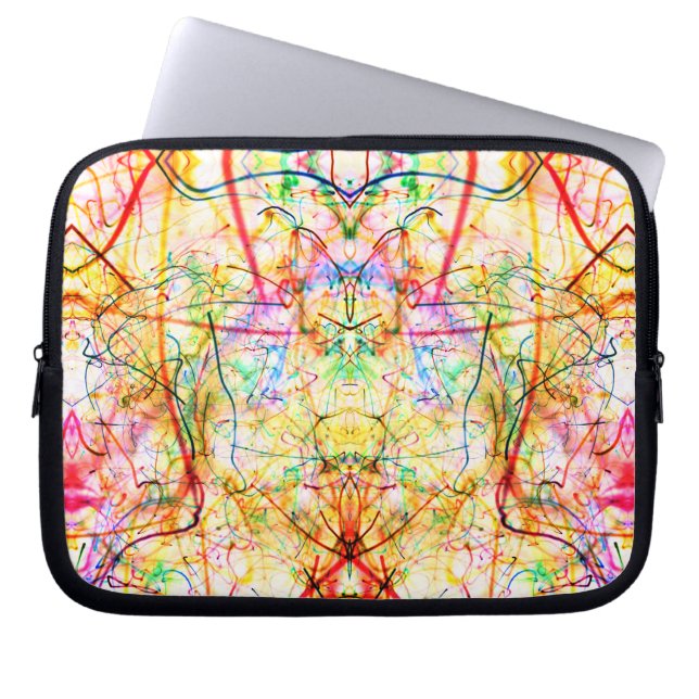 Cute colourful abstract lines throw pillow laptop sleeve (Front)