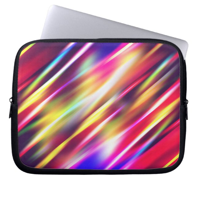 Cute colourful abstract lines throw pillow laptop sleeve (Front)