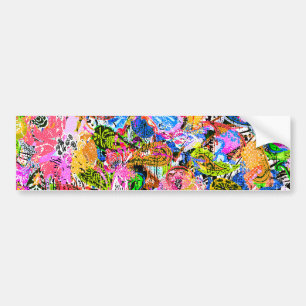 Cute colourful abstract mixed paisley flowers bumper sticker