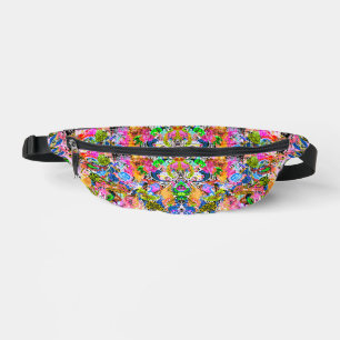 Cute colourful abstract mixed paisley flowers fanny pack