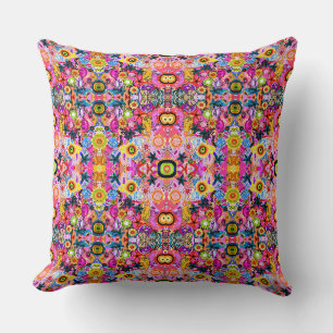 Cute colourful abstract nature insects throw pillow