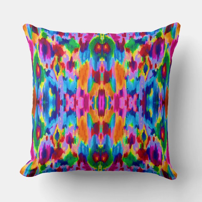 Cute colourful abstract painting design throw pillow (Front)