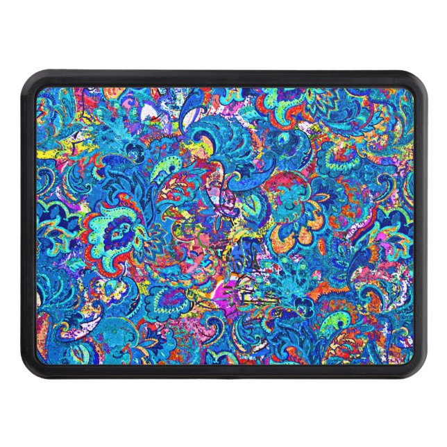 Cute colourful abstract painting flowers trailer hitch cover (Front)