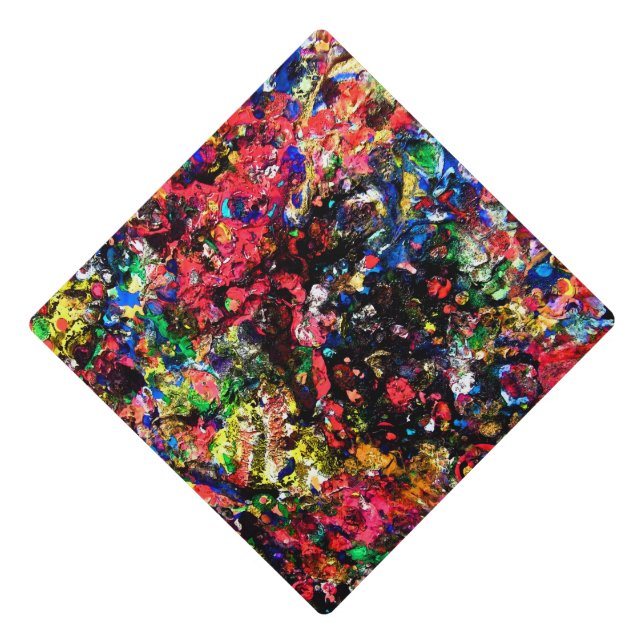 Cute colourful abstract painting graduation cap topper (Front)