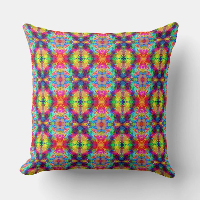 Cute colourful abstract phantom throw pillow (Front)