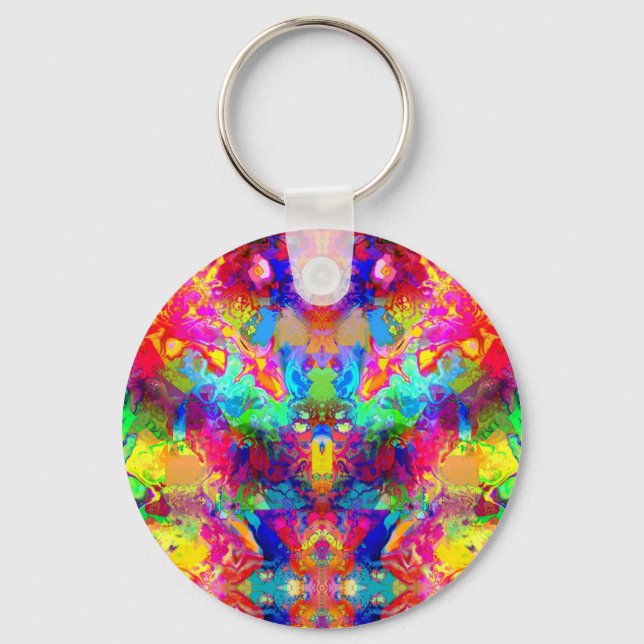 Cute colourful abstract phantom throw pillow keychain (Front)