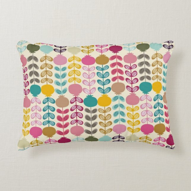 Cute Colourful Abstract Retro Tulips Pattern Accent Pillow (Front)
