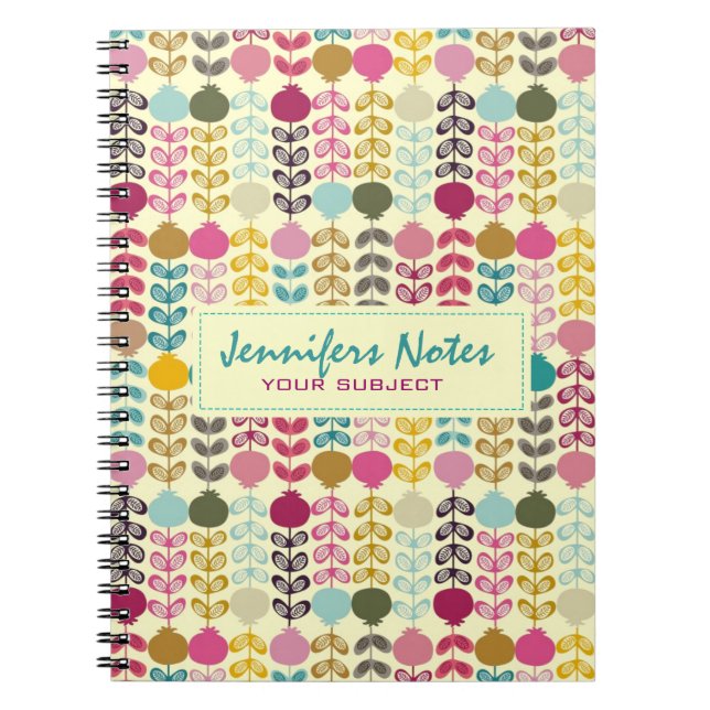 Cute Colourful Abstract Retro Tulips Pattern Notebook (Front)