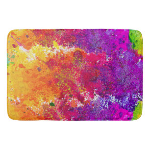 Cute colourful abstract splatter paint bath mat