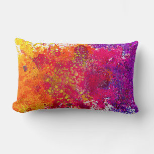 Cute colourful abstract splatter paint lumbar pillow
