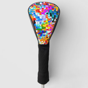 Cute colourful abstract squares golf head cover