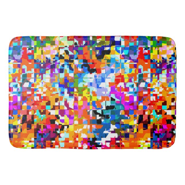Cute colourful abstract squares notebook bath mat (Front)