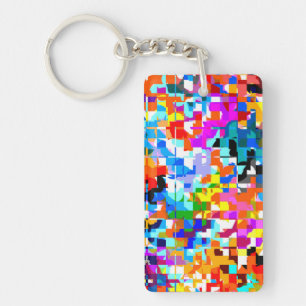Cute colourful abstract squares notebook keychain
