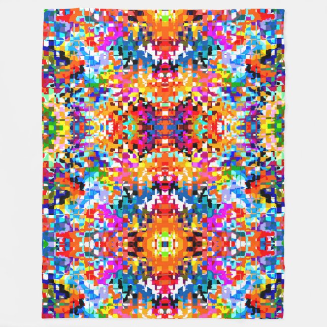 Cute colourful abstract squares notebook laptop sl fleece blanket (Front)