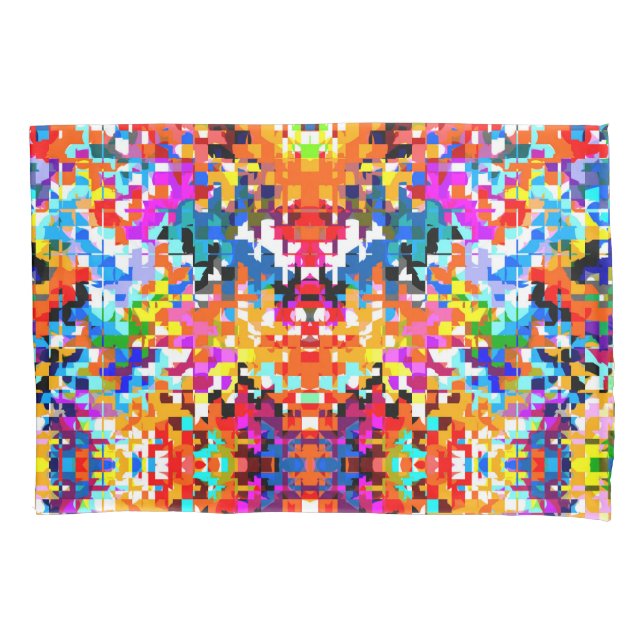 Cute colourful abstract squares notebook laptop sl pillowcase (Front-Left)