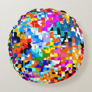 Cute colourful abstract squares notebook laptop sl round pillow