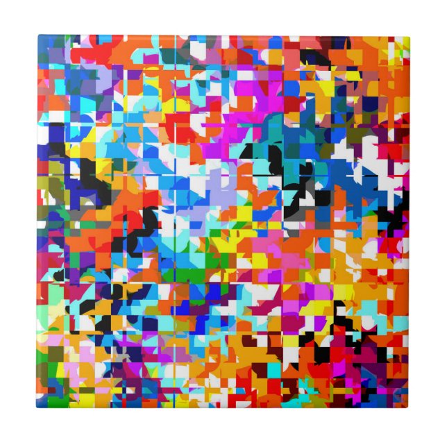Cute colourful abstract squares notebook laptop sl tile (Front)