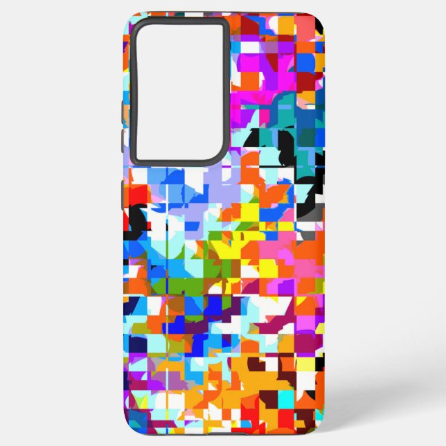 Cute colourful abstract squares notebook samsung galaxy s21 ultra case (Back)