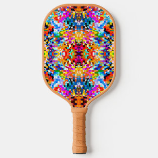 Cute colourful abstract squares pickleball paddle