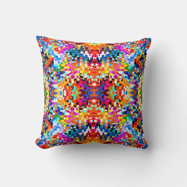 Cute colourful abstract squares throw pillow (Front)