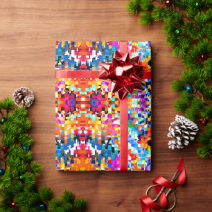 Cute colourful abstract squares wrapping paper