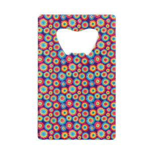 Cute colourful abstract suns patterns credit card bottle opener