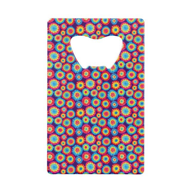 Cute colourful abstract suns patterns credit card bottle opener (Front)