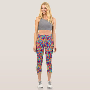 Cute colourful abstract suns patterns license plat capri leggings