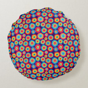 Cute colourful abstract suns patterns round pillow