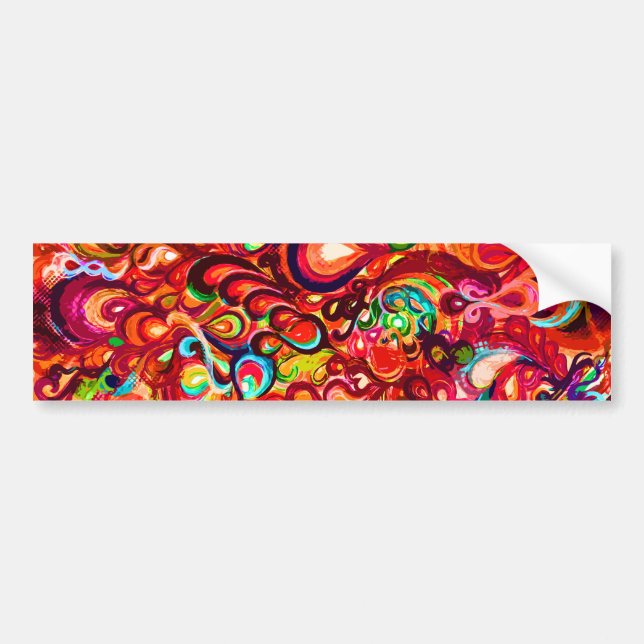Cute colourful abstract swirl paint bumper sticker (Front)
