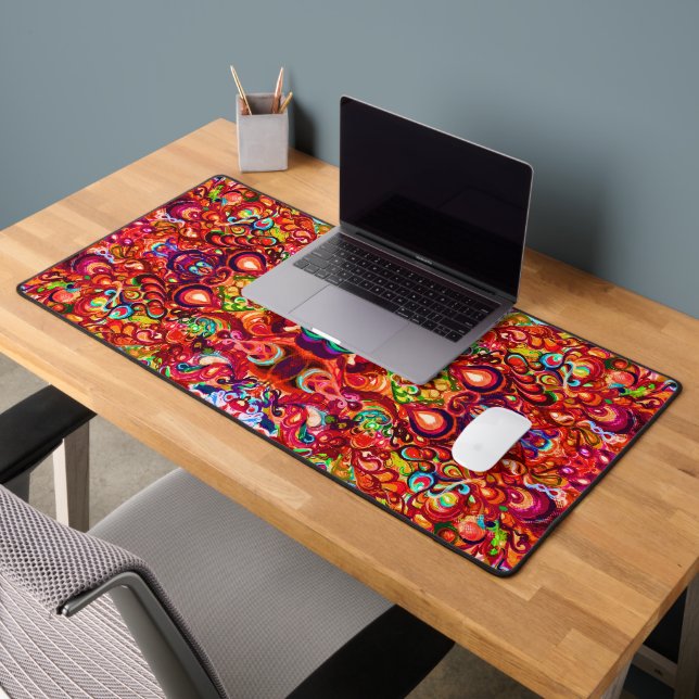 Cute colourful abstract swirl paint desk mat (Office 2)