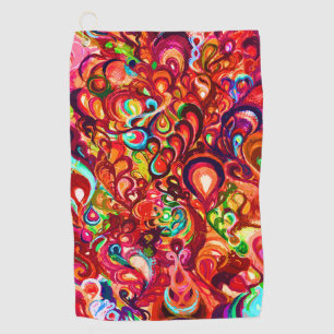 Cute colourful abstract swirl paint golf towel