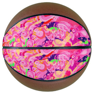 Cute colourful abstract swirls paint basketball