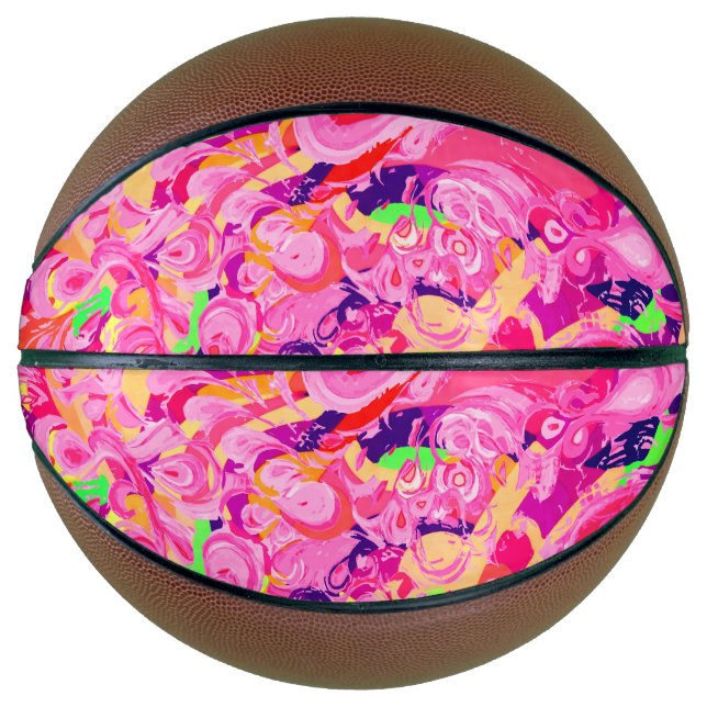 Cute colourful abstract swirls paint basketball (Front)