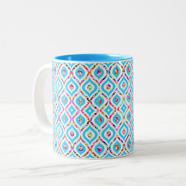 Cute colourful abstract zigzag patterns Two-Tone coffee mug (Front Left)