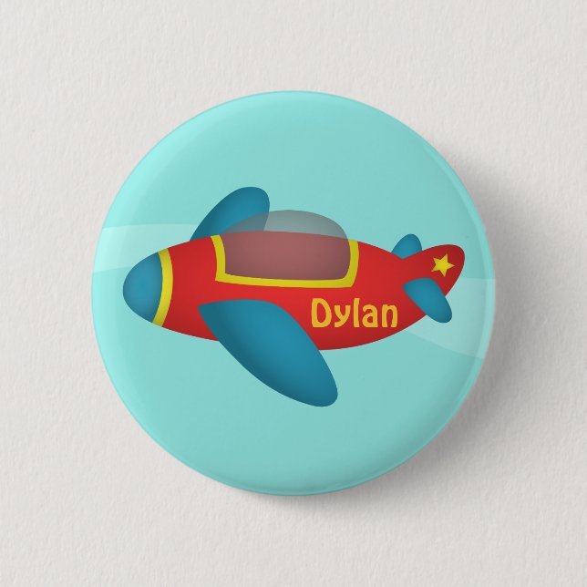 Cute Colourful Aeroplane Jet for Kids 2 Inch Round Button (Front)