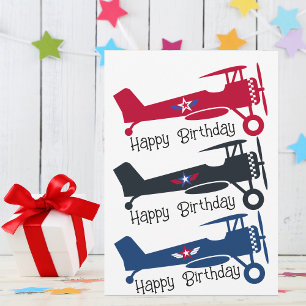 Cute Colourful Airplane, Boy Birthday, Minimalist Holiday Card