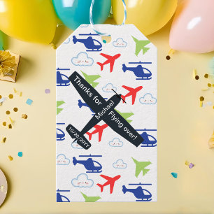 Cute Colourful Airplane & Clouds Aviator Custom Gift Tags