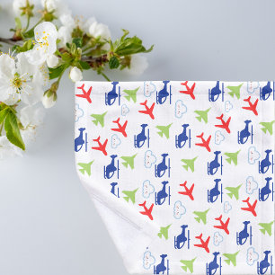 Cute Colourful Airplane & Clouds Aviator Fun Wash Cloth