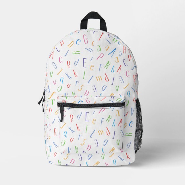 Cute Colourful Alphabet Pattern  Printed Backpack (Front)