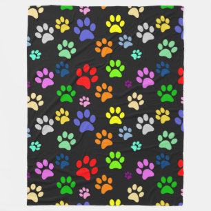 Cute Colourful and fun Pet Paws Pattern Fleece Blanket