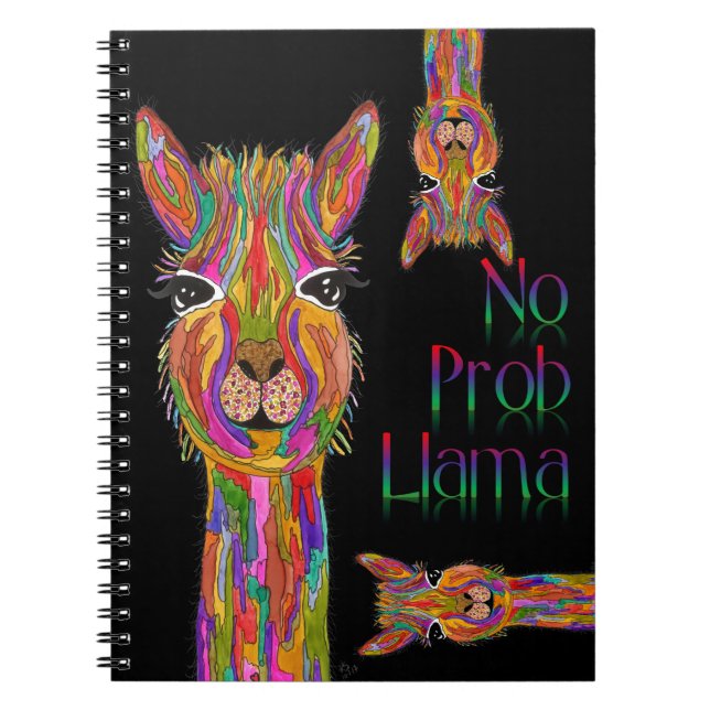Cute, Colourful and Funny Llama Spiral Notebook (Front)
