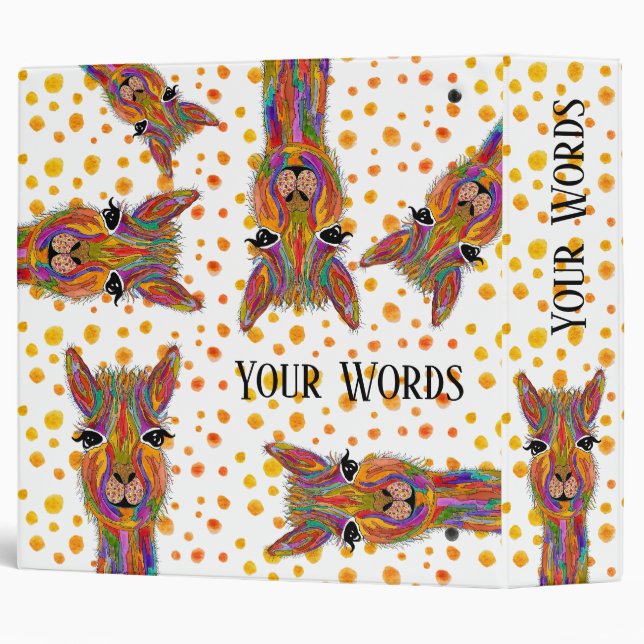 Cute, Colourful and Trendy Llama Binder (Back/Spine)