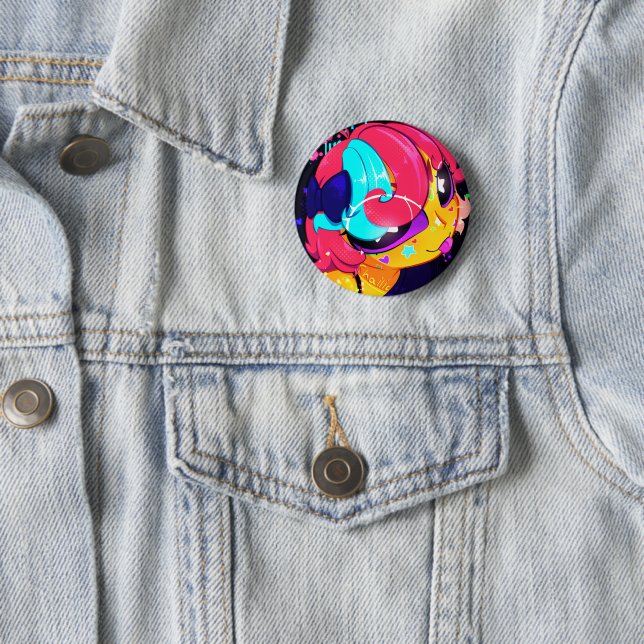 Cute Colourful Anime Girl Button (In Situ)