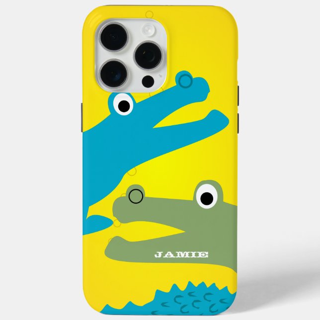 Cute Colourful Aqua and Yellow Alligator iphone 5 Case-Mate iPhone Case (Back)