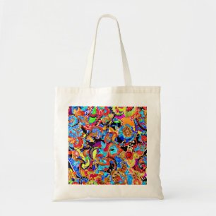Cute colourful artistic flowers patterns tote bag